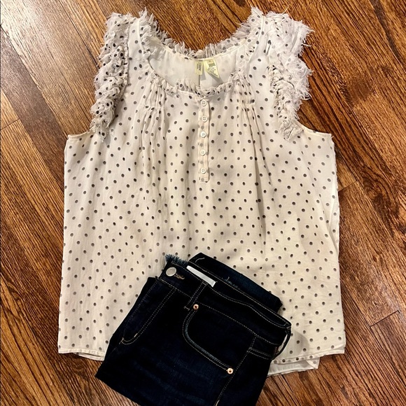 {{ J.Crew Polka Dot Ruffle Blouse }} - Picture 2 of 8
